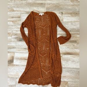 Chelsea & Theodore Terracotta Crochet Cardigan